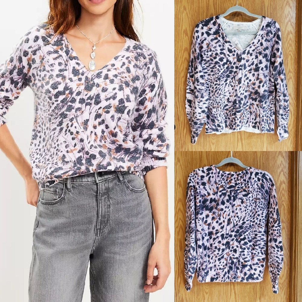Loft animal print sweater soft knit size S